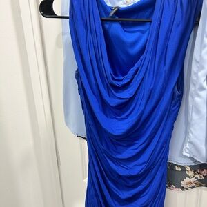 Elegant Blue Draped blouse